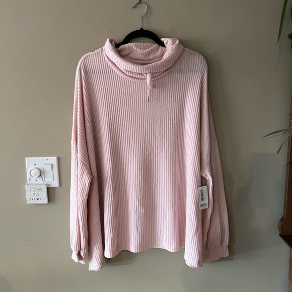 NWT Honeydew Light Pink Waffle Knit Mock Neck Top - Picture 8 of 13